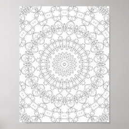 Mechanical Petal Rings Coloring Page Pattern Art Poster