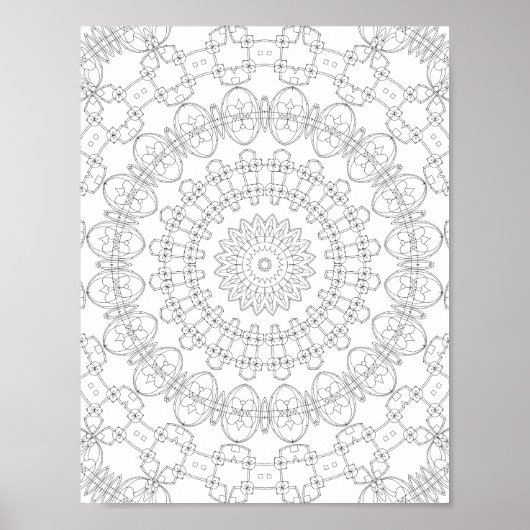 Mechanical Petal Rings Coloring Page Pattern Art Poster (Vorne)