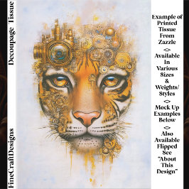 Mechanical Steampunk Tiger Face ER1L Decoupage Seidenpapier