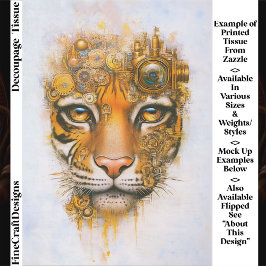Mechanical Steampunk Tiger Face ER1R Decoupage Seidenpapier