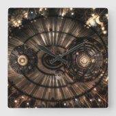 Mechanical Steampunk Zodiac Constellations Quadratische Wanduhr (Vorderseite)