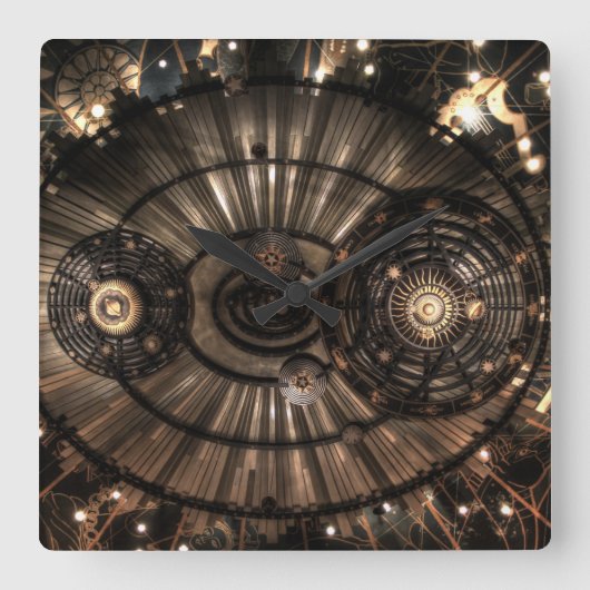 Mechanical Steampunk Zodiac Constellations Quadratische Wanduhr (Vorderseite)