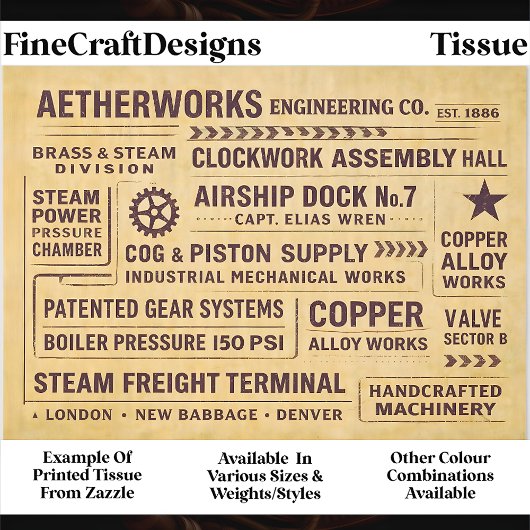 Mechanical Works Factory Typography FA6 Decoupage Seidenpapier