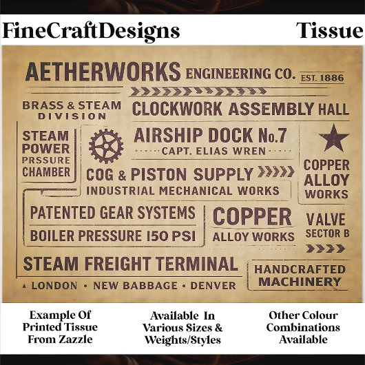 Mechanical Works Factory Typography FA7 Decoupage Seidenpapier