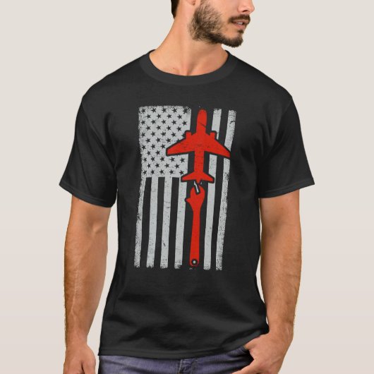 Mechanics American Flag Plane Airplane Mechanic Wr T-Shirt (Vorderseite)