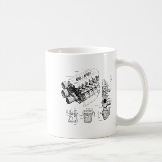 Mechanics Car Enthusiast Men Engine Eces Kaffeetasse (Rechts)