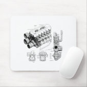 Mechanics Car Enthusiast Men Engine Eces Mousepad (Mit Mouse)