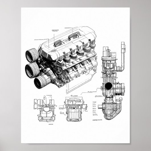 Mechanics Car Enthusiast Men Engine Eces  Poster (Vorne)
