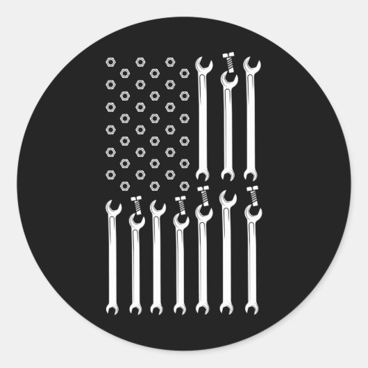 MECHANICS FLAG US FLAG Typ Proud Mechanik Runder Aufkleber (Vorderseite)
