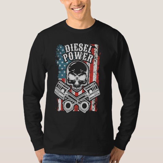Mechanics Usa Flag Diesel Power T-Shirt (Vorderseite)