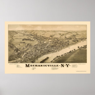 Mechanicville, NY Panorama-Karte - 1885 Poster