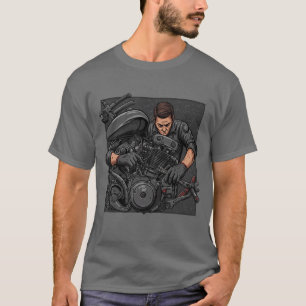 Mechanik am Arbeitsplatz - Vintager Motor T-Shirt