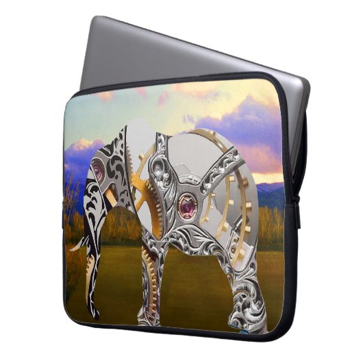 Mechanik-Elephant Laptopschutzhülle (Vorderseite Links)