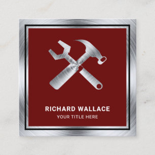 Mechanik für die Reparatur von Auto aus dunkelrote Quadratische Visitenkarte