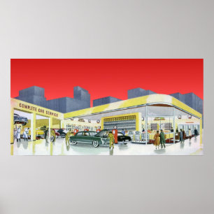 Mechanik für Vintages Auto Komplettwagen Garage Poster