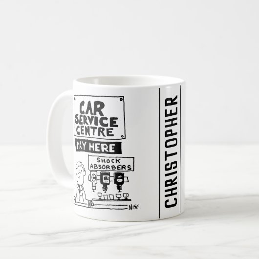 Mechanik im Car Service Center Stoßdämpfer Garage Kaffeetasse (Vorderseite Links)