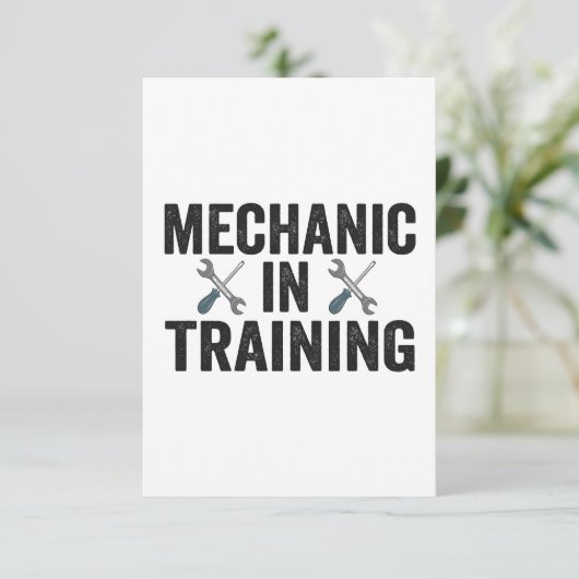 Mechanik in der Ausbildung Auto Ersatzteil Geschen Dankeskarte (Stehend Vorderseite)