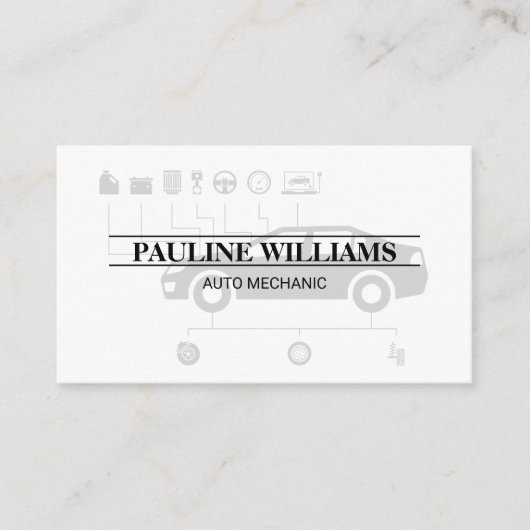 Mechanik | Ingenieur | Auto-Diagramm Visitenkarte (Vorderseite)