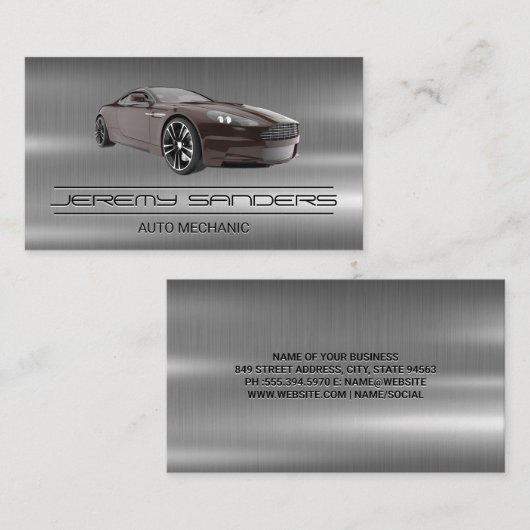 Mechanik | Metall | Auto Car Services Visitenkarte (Vorne/Hinten)