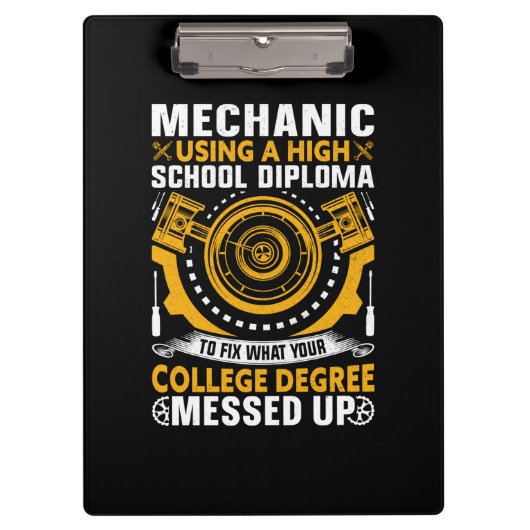 Mechanik mit einem Diplom Klemmbrett (Vorderseite)
