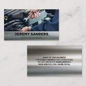 Mechanik mit Schraubenschlüssel auf Motor Visitenkarte (Vorne/Hinten)