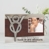 Mechanik Schüler V8 Emblem Foto Grad Einladung (Stehend Vorderseite)