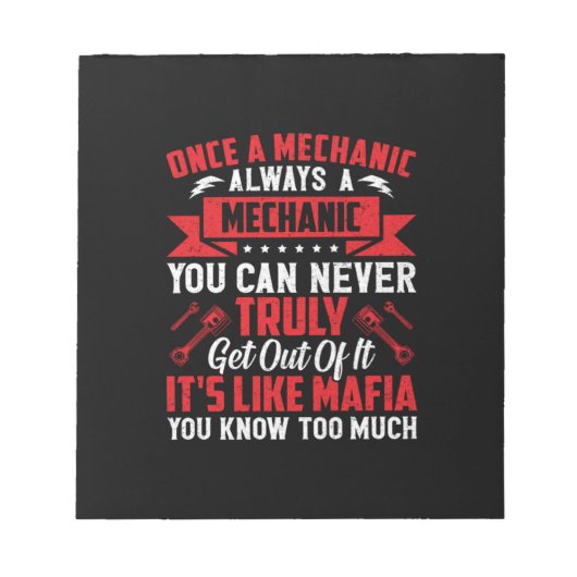 Mechanik sobald ein Mechaniker immer ein Mechanike Notizblock (Vorderseite)