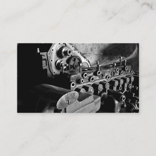 Mechaniker-Automobilgeschäfts-Karte mit Motor-Foto Visitenkarte (Vorderseite)