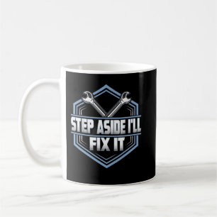 Mechaniker Autotyp tritt zur Seite, ich werde es r Kaffeetasse