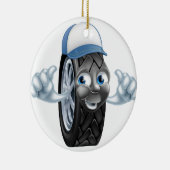 Mechaniker-Cartoonreifen, der Daumen aufgibt Keramik Ornament (Rechts)