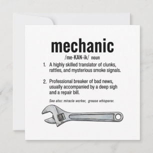 Mechaniker-Definition Karte