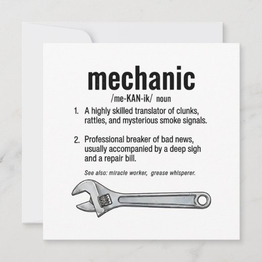 Mechaniker-Definition Karte (Vorderseite)