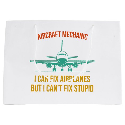 Mechaniker des Flugzeugs kann ich Flugzeuge repari Große Geschenktüte (Vorderseite)