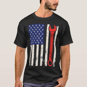 Mechaniker-Flagge Amerikanisch Patriotischer Autom T-Shirt