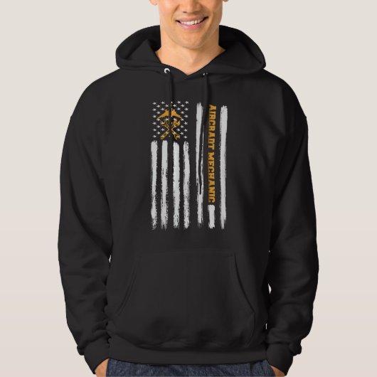 Mechaniker Flugzeugtechniker American Fla Hoodie (Vorderseite)