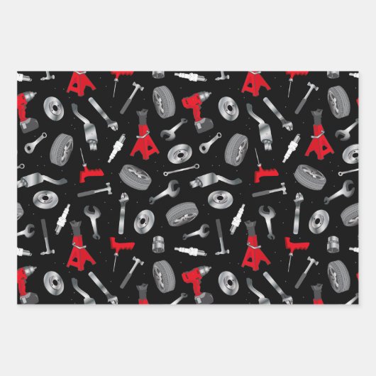 Mechaniker für die Reparatur von Auto Geschenkpapier Set (Vorderseite)