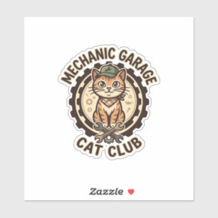 Mechaniker Garage Katze POD Vektorgrafik - Mechani Aufkleber