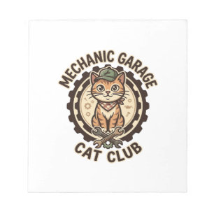 Mechaniker Garage Katze POD Vektorgrafik - Mechani Notizblock