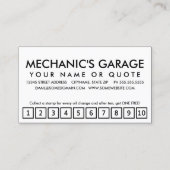 Mechaniker. LoyalitätsLochkarte Treuekarte (Rückseite)