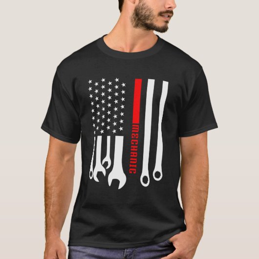 Mechaniker Mechanist Garage American Flag G T-Shirt (Vorderseite)
