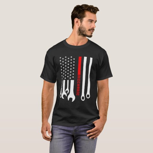Mechaniker Mechanist Garage American Flag G T-Shirt (Vorne ganz)