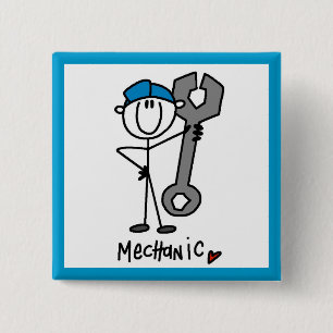 Mechaniker Mit Schraubenschlüssel-Strichmännchen Button