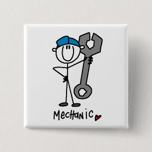 Mechaniker mit Schraubenschlüssel-Strichmännchen Button