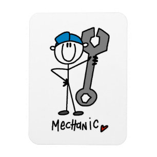Mechaniker Mit Schraubenschlüssel-Strichmännchen Magnet