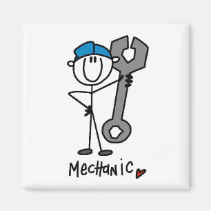 Mechaniker Mit Schraubenschlüssel-Strichmännchen Magnet