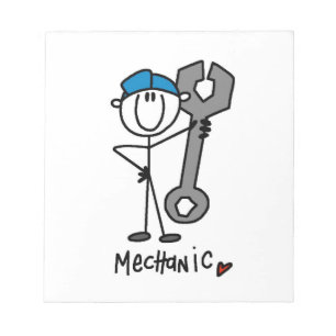 Mechaniker mit Schraubenschlüssel-Strichmännchen Notizblock