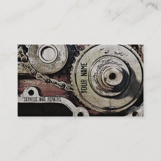Mechaniker repariert Visitenkarteschablone Visitenkarte (Vorderseite)