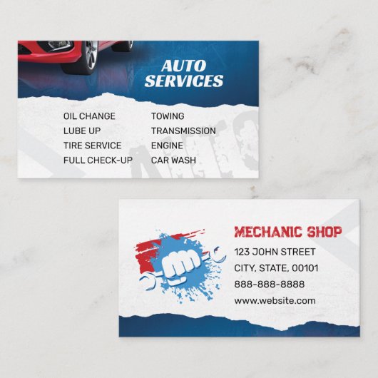 Mechanikshop | Auto | Visitenkarte (Vorne/Hinten)