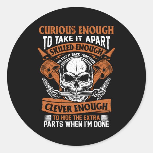 Mechanisch Neugierige Sed und clevere Autobefestig Runder Aufkleber (Vorderseite)