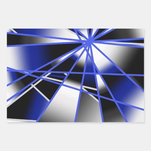 Mechanisch Zeichnend Mosaik mit blauer Farbenfüllu Geschenkpapier Set (Vorderseite 3)